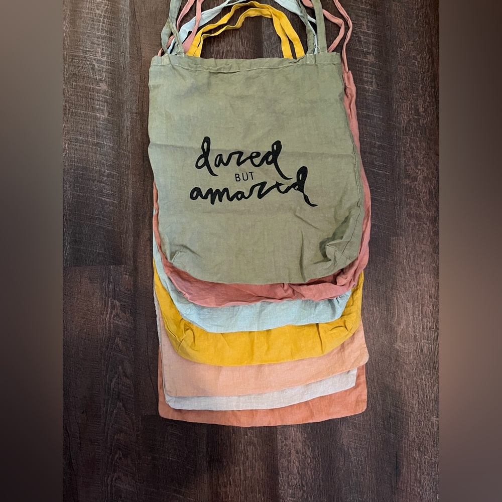 Dazed But Amazed 100% linen Tote Bags includes all 7 pictured